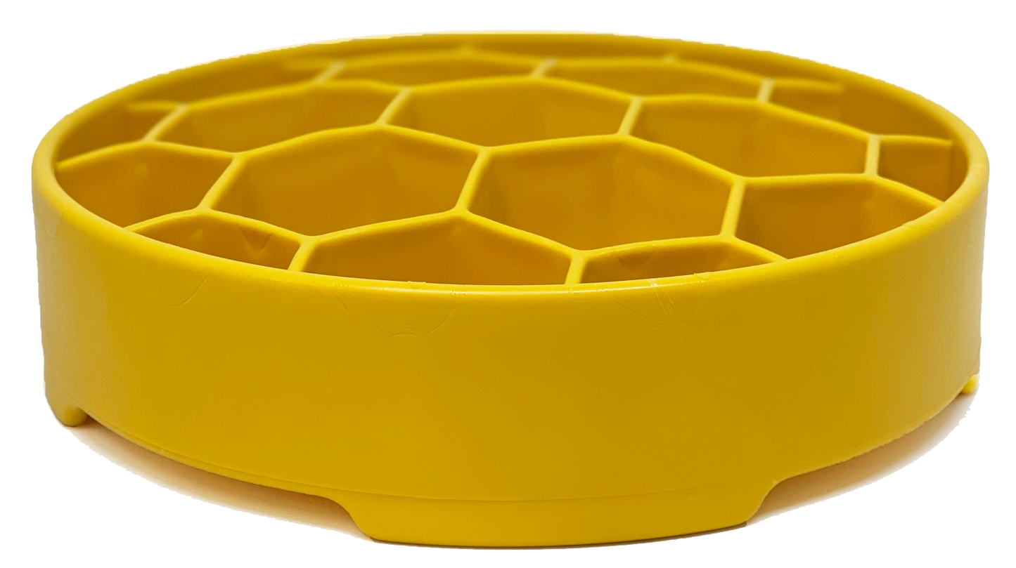 Honeycomb Design eBowl Enrichment Slow Feeder Bowl for Dogs: Yellow
