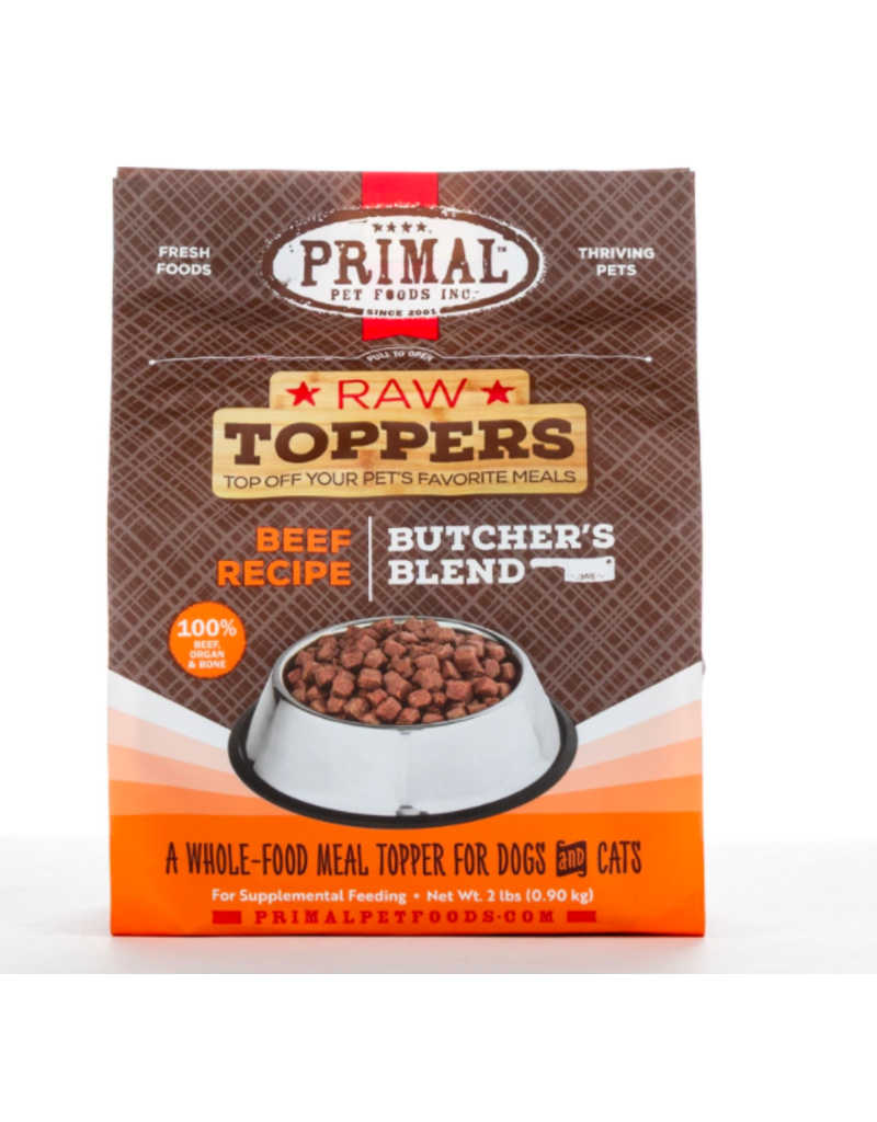 PRIMAL DOG CAT TOPPER BEEF BLEND FROZEN 2LB