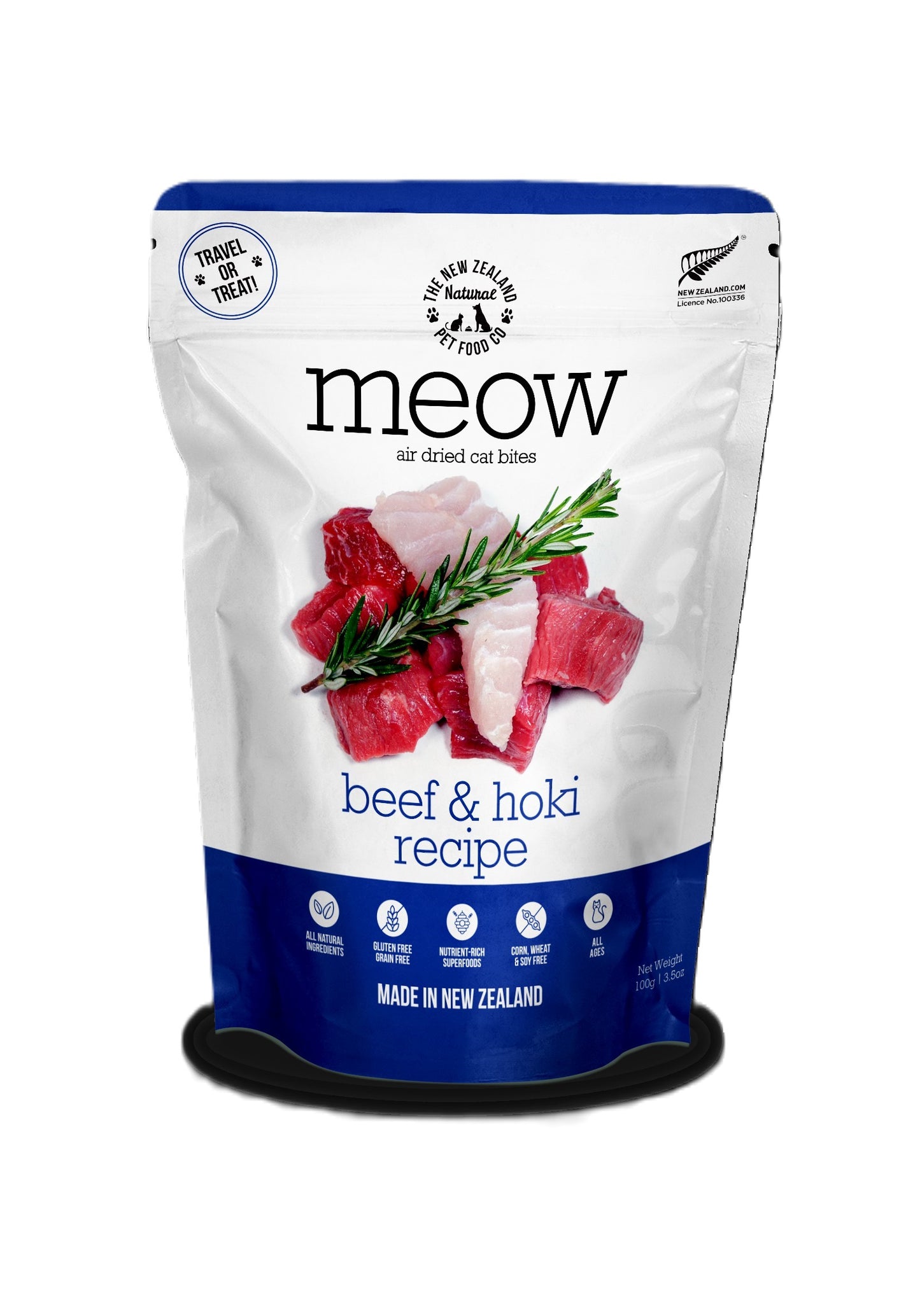 NZ CAT MEOW BEEF HOKI AIR DRIED 3.5OZ