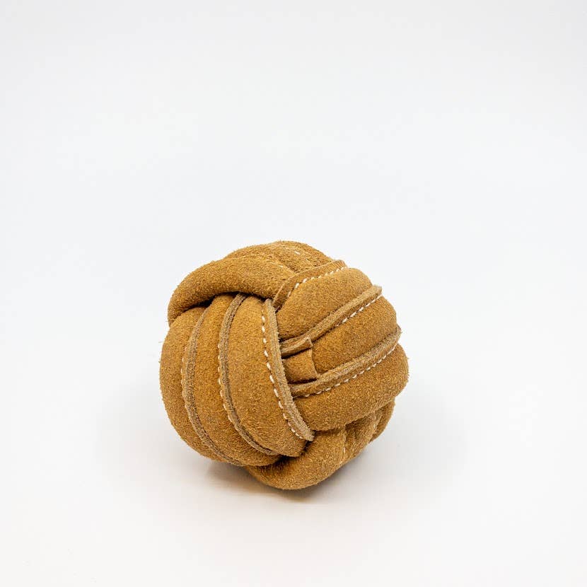 Huggle-Hide® Natural Leather Ball Dog Toy: Medium