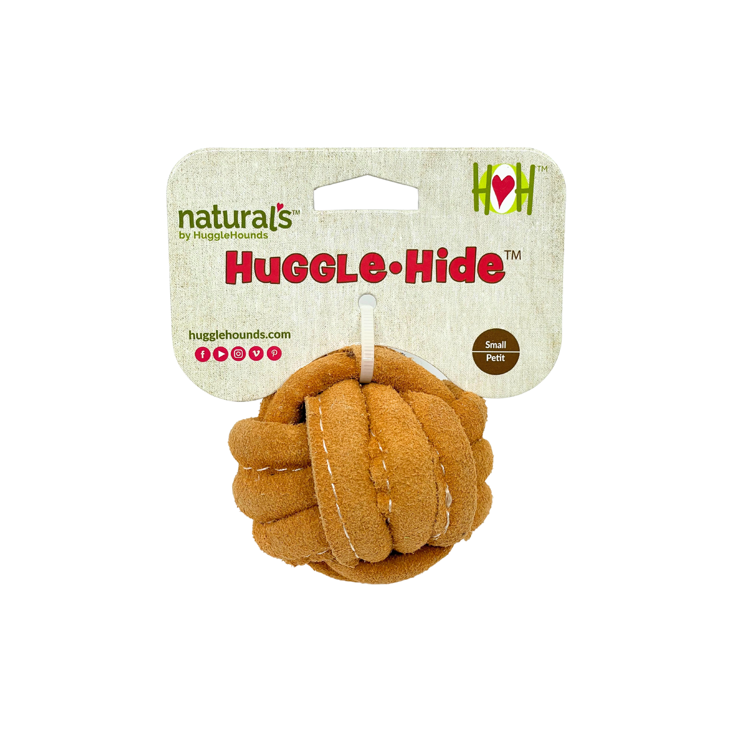 Huggle-Hide® Natural Leather Ball Dog Toy: Medium