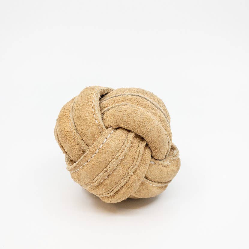 Huggle-Hide® Natural Leather Ball Dog Toy: Medium