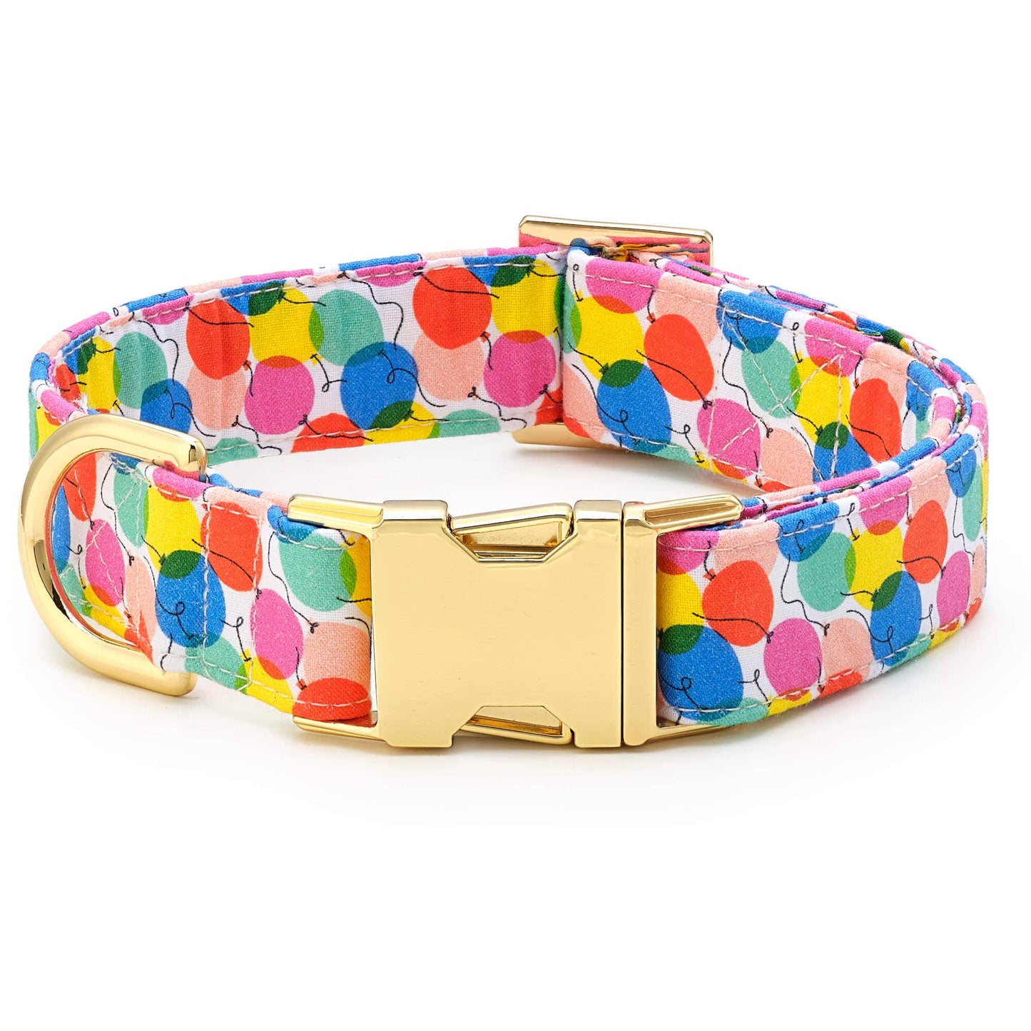 Pup, Pup, and Away Birthday Dog Collar: L/ Gold
