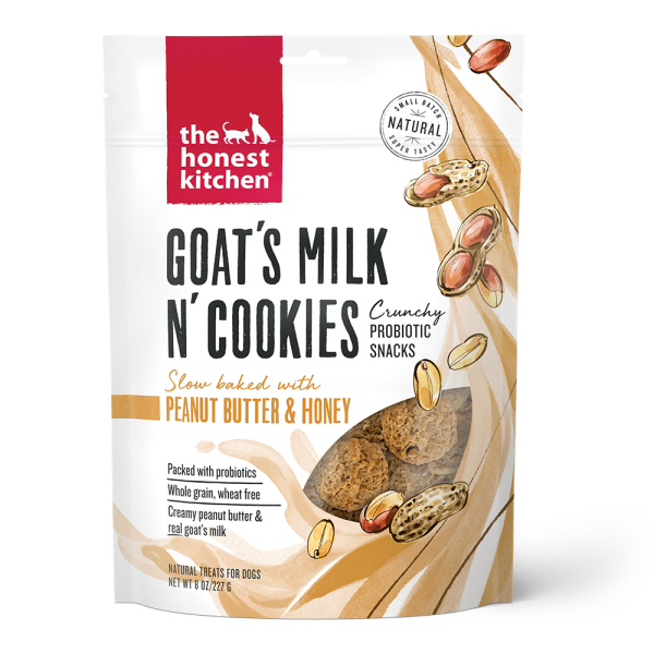 The Honest Kitchen Goat's Milk N' Cookies Peanut Butter & Honey Dog Treats, 8-oz