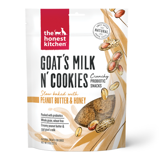 The Honest Kitchen Goat's Milk N' Cookies Peanut Butter & Honey Dog Treats, 8-oz