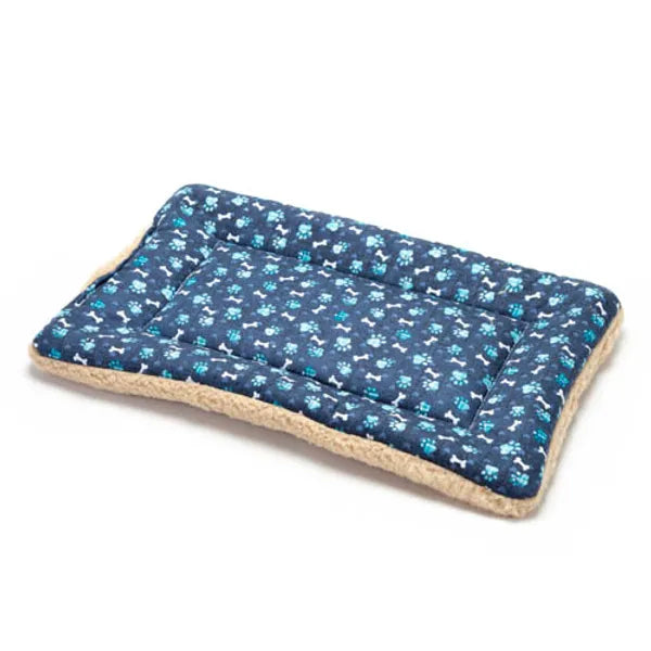 Mutts and Mittens Flat Pet Bed - Blue Paws Cotton 22x32