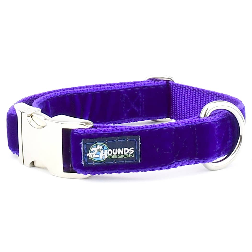 Purple Swiss Velvet Essential Dog Collar: Martingale Collar / Yes! / Large (16 - 20 inches)