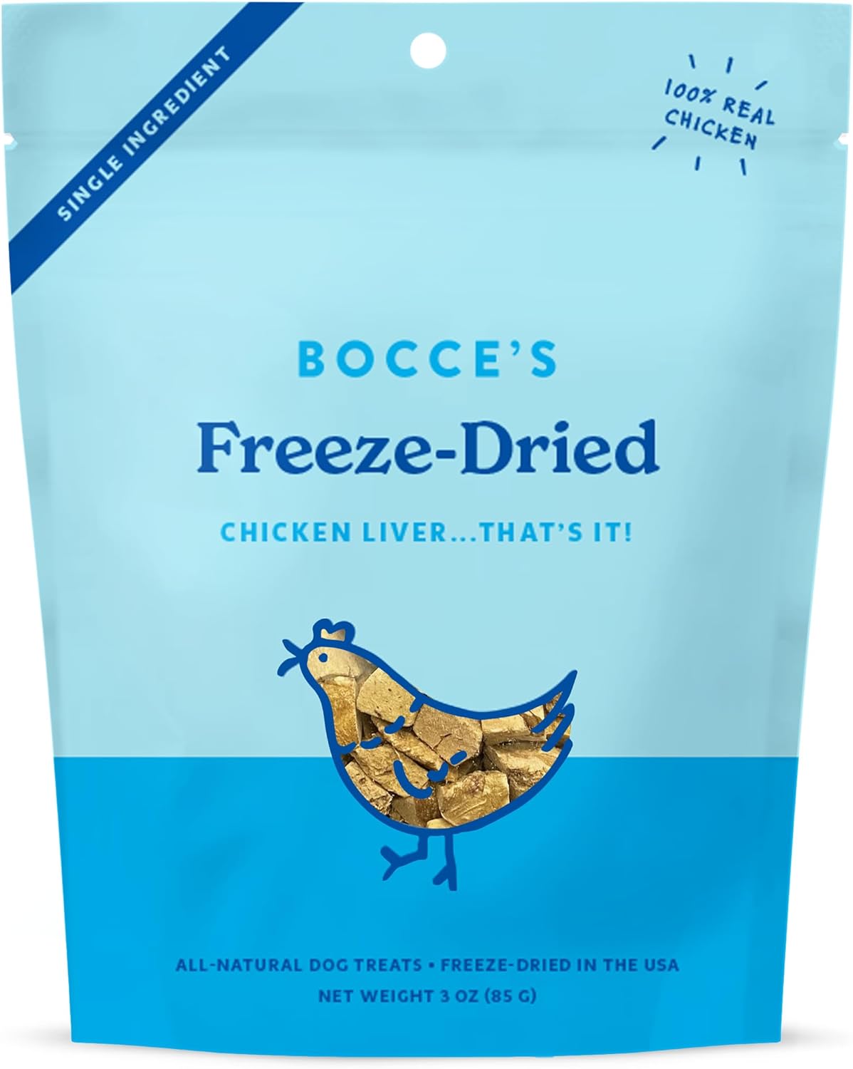 Bocce's Freeze Dried Dog Treats Chicken Liver, 3oz