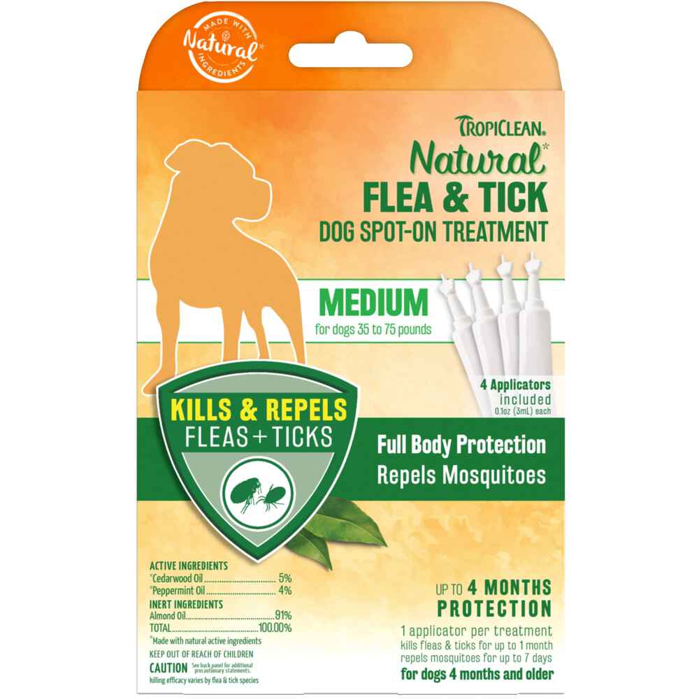 Tropiclean Dog Treatment Flea Tick Medium Dog, 4-Pack