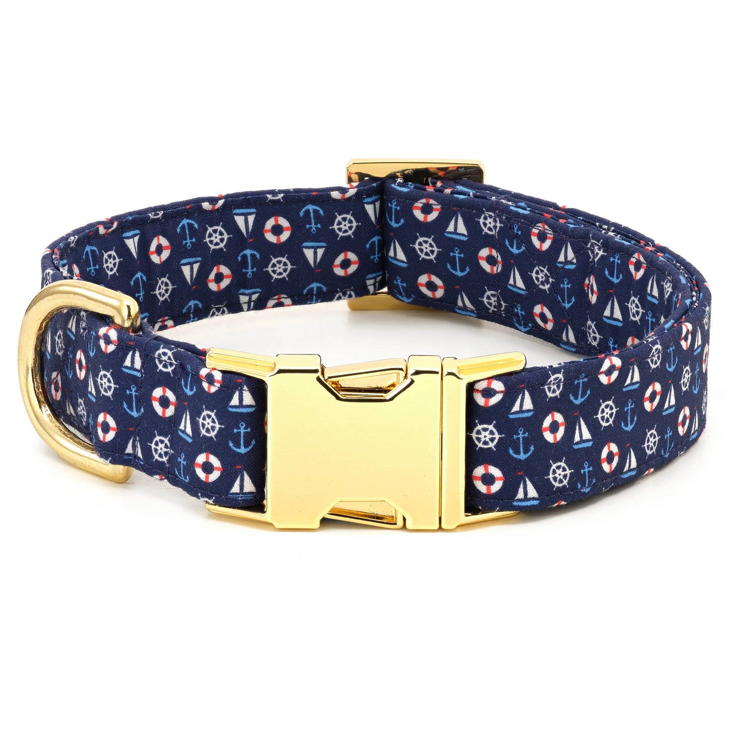 Sail Away Dog Collar: L/ Gold