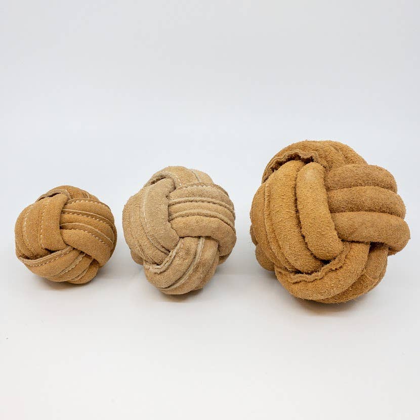 Huggle-Hide® Natural Leather Ball Dog Toy: Medium