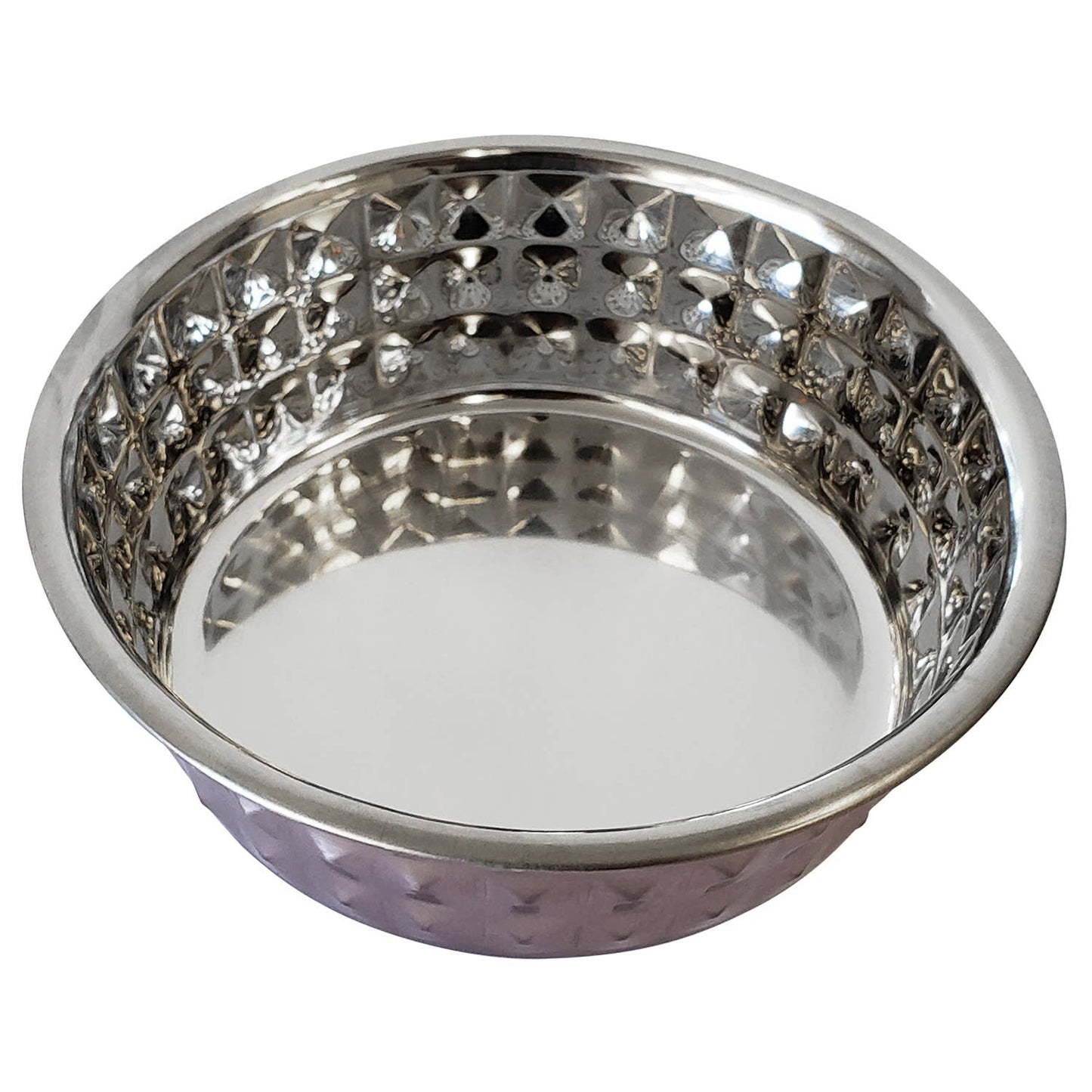Lavender-Tinted Hammered Eco Stainless Steel Pet Bowl: 32 oz