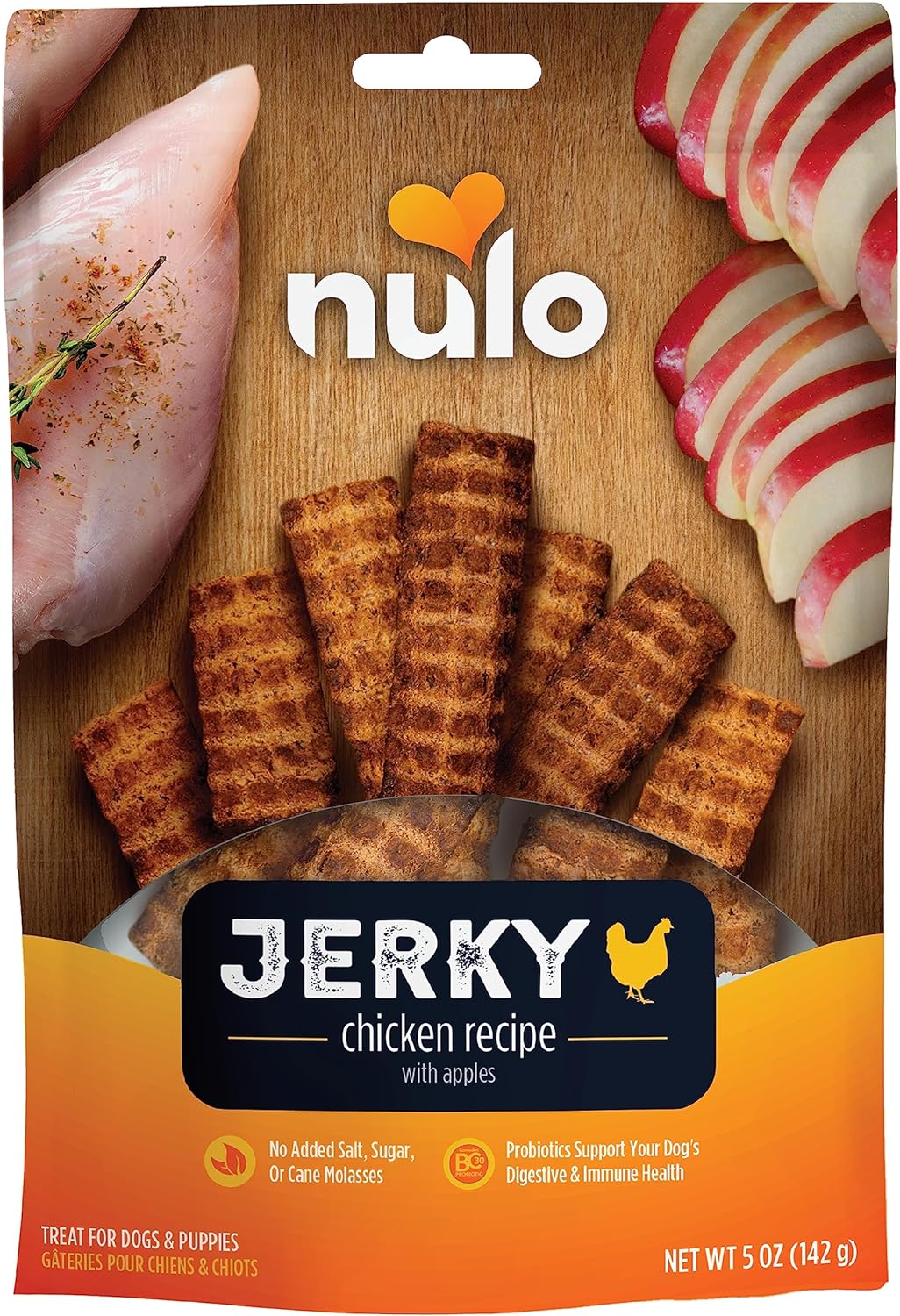 Nulo Dog Freestyle Grain-Free Chicken Recipe With Apples Jerky Dog Treats, 5-oz