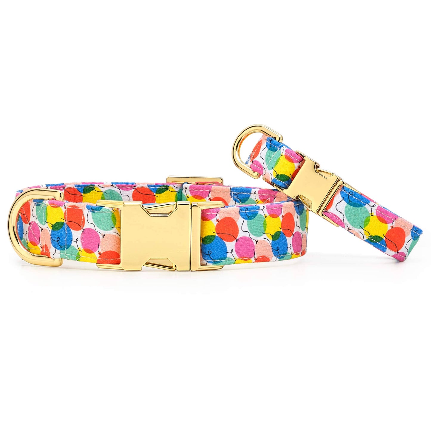 Pup, Pup, and Away Birthday Dog Collar: L/ Gold