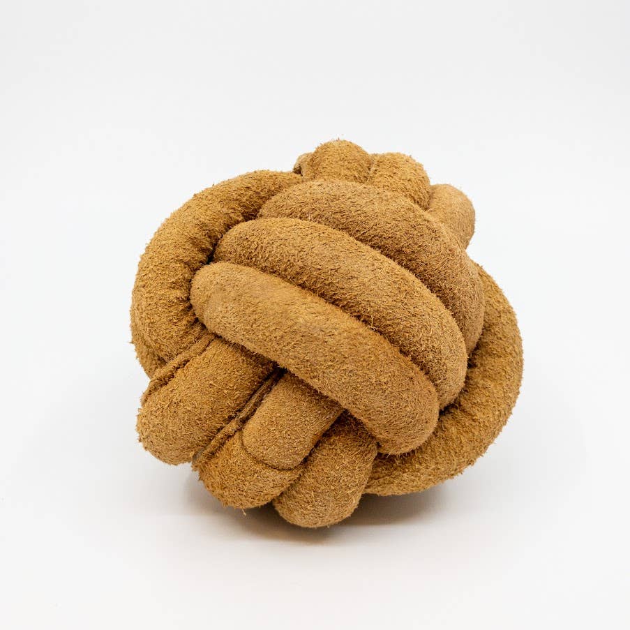 Huggle-Hide® Natural Leather Ball Dog Toy: Medium