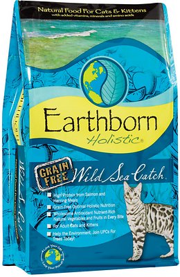 Earthborn Holistic Wild Sea Catch Grain-Free Natural Dry Cat & Kitten Food, 5-lb