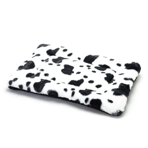 Mutts and Mittens Premium Flat Pet Bed - Black Cow Fur 22x32