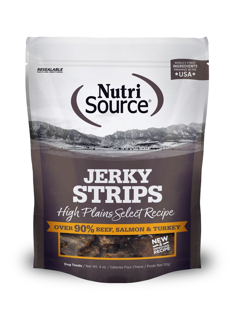 NutriSource Jerky Treats High Plains Select Grain-Free Dog Treats, 4-oz (Size: 4-oz)