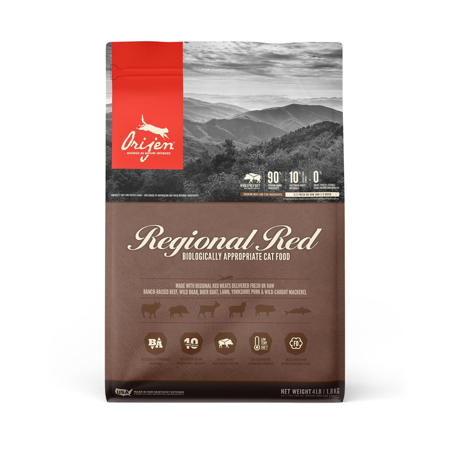 ORIJEN Regional Red Grain-Free Dry Cat Food, 4-lb (Size: 4-lb)