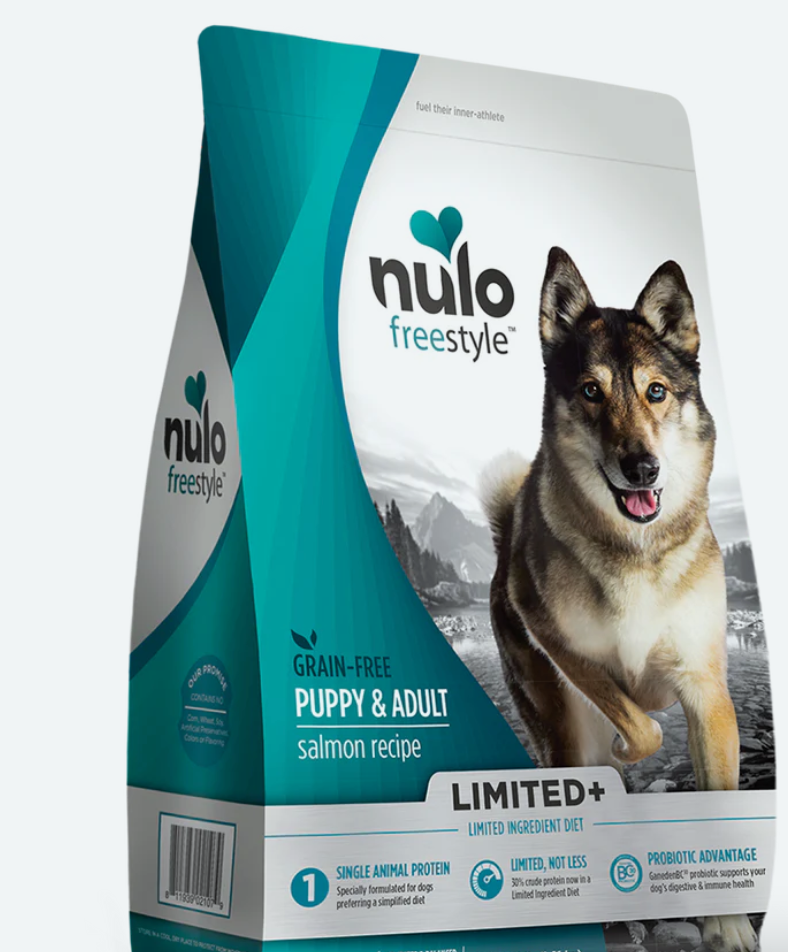 Nulo Dog Freestyle Limited+ Salmon Recipe Grain-Free Puppy & Adult Dry Dog Food, 4-lb