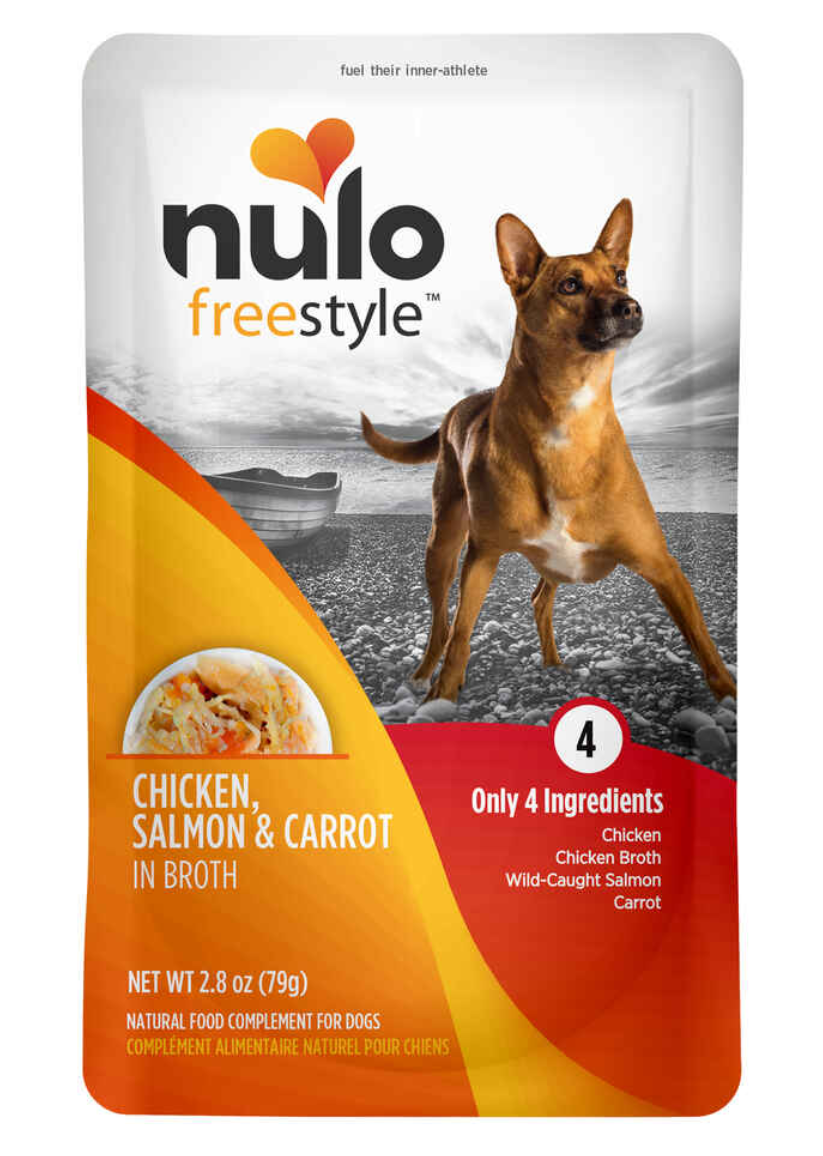 Nulo Dog Freestyle Chicken, Salmon & Carrot in Broth Grain-Free Dog Food Topper Pouch, 2.8-oz (Size: 2.8-oz)