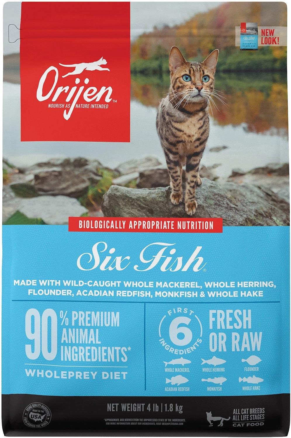 ORIJEN Six Fish Grain-Free Dry Cat Food, 4-lb
