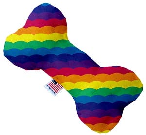Scalloped Rainbow Dog Toy: 10' / Bone / Plush