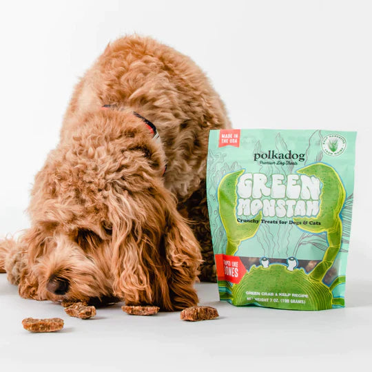 Polkadog Green Monstah Bone Shape Dog & Cat Treats, 2-oz bag