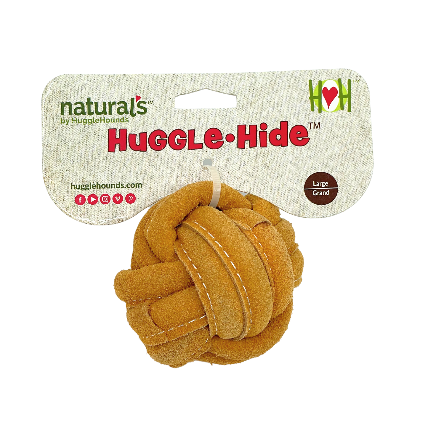 Huggle-Hide® Natural Leather Ball Dog Toy: Medium