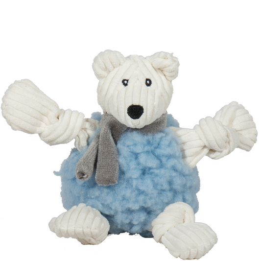 Durable Plush & Squeaky FlufferKnottie™ Whitney Polar Bear: Small