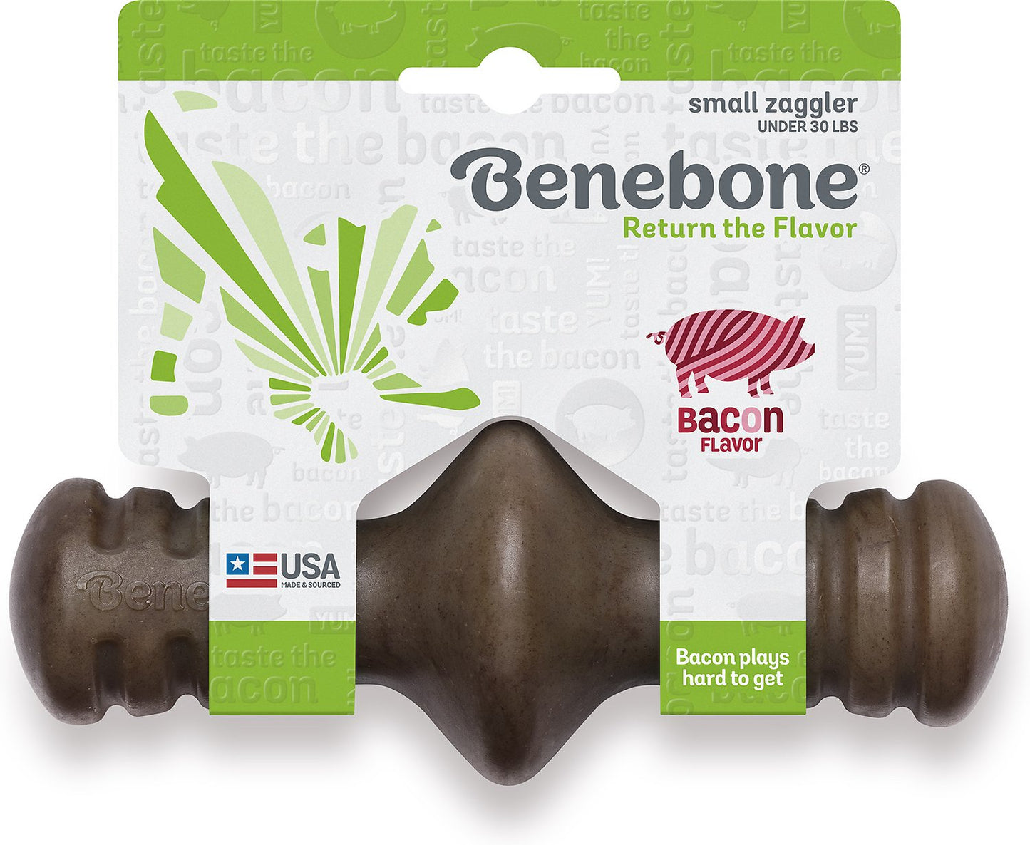 Benebone Zaggler Bacon Flavored Dog Toy, Small