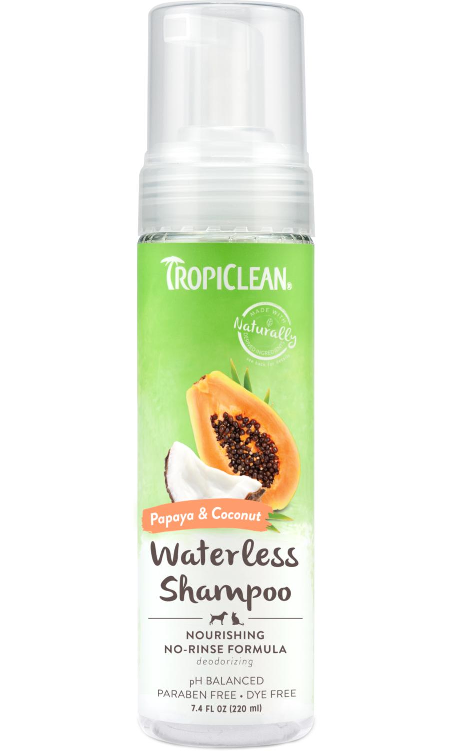 Tropiclean Papaya & Coconut Waterless Pet Shampoo, 7.4-oz