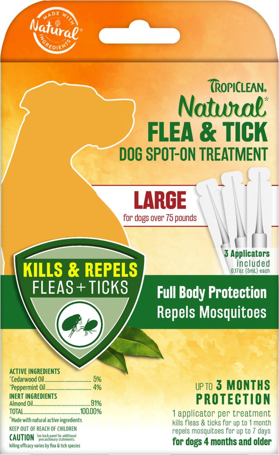 Tropiclean Natural Flea & Tick Spot On Treatment for Large Dogs, 3-count