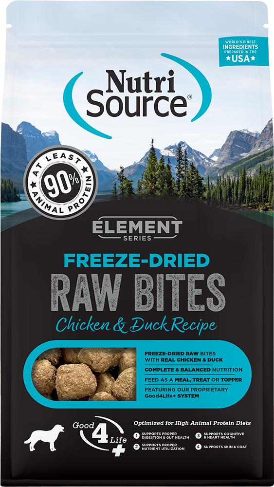 NutriSource Element Series Chicken & Duck Raw Bites Freeze-Dried Dog Food, 10-oz (Size: 10-oz)