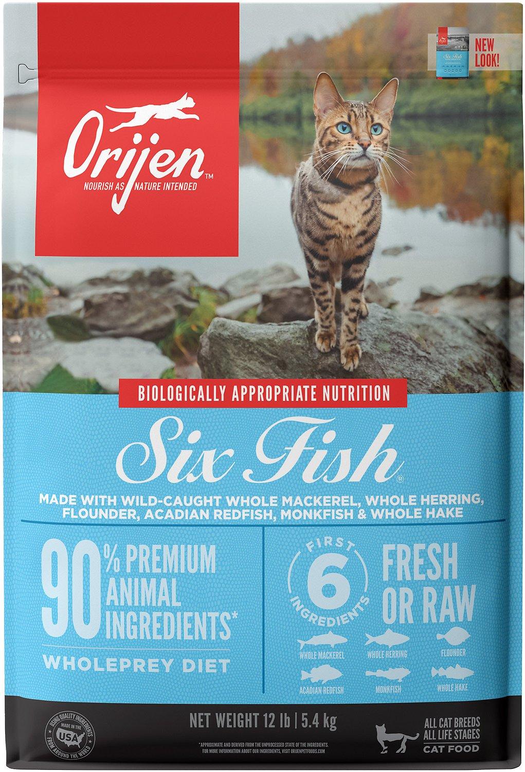 ORIJEN Six Fish Grain-Free Dry Cat Food, 12-lb (Size: 12-lb)