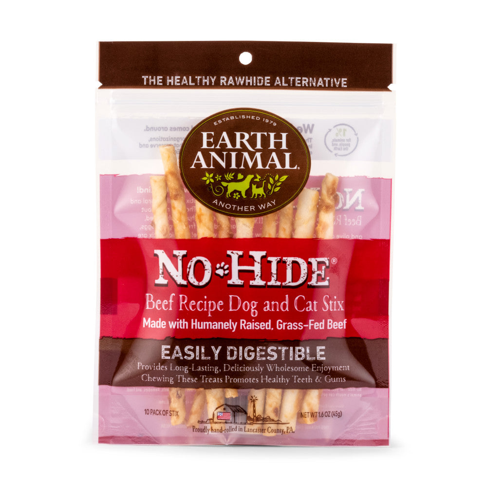 Earth Animal No-Hide Beef Stix Chew Dog Treat, 10-pk