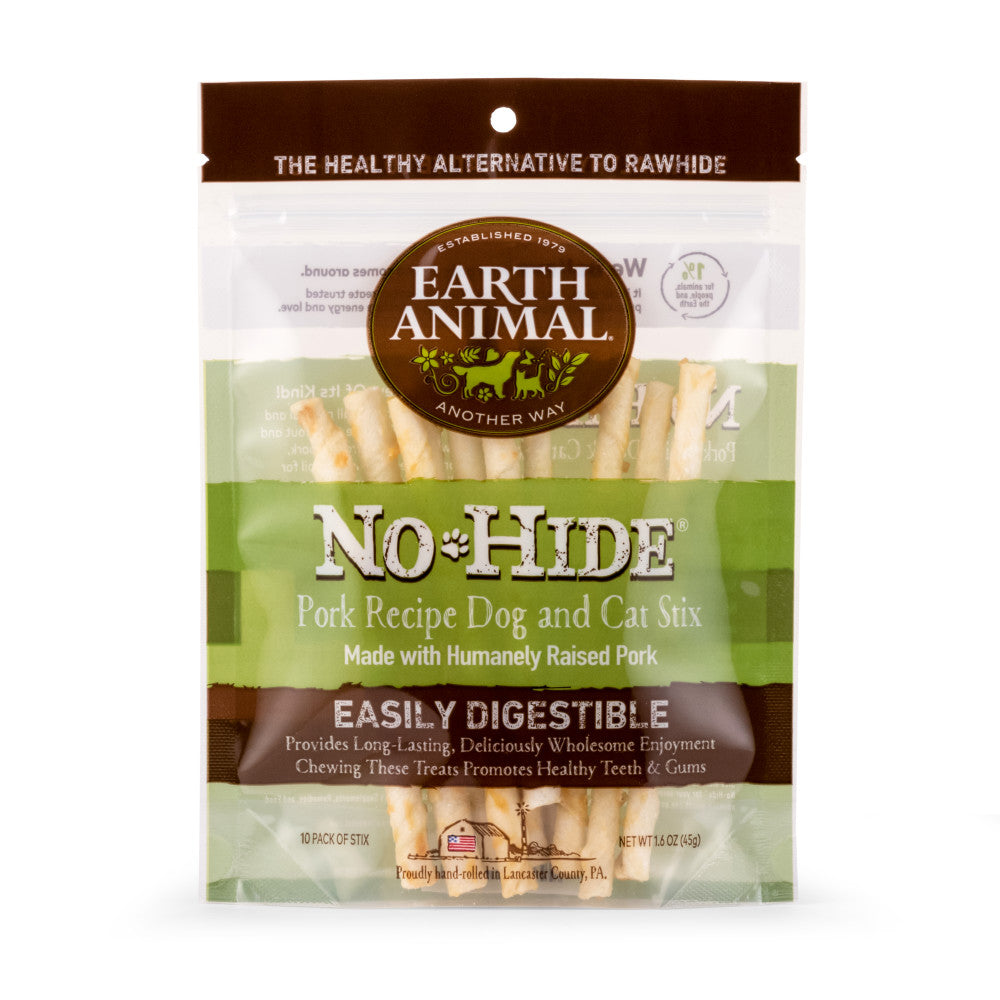 Earth Animal No-Hide Pork Stix Chew Dog Treat, 10-pack