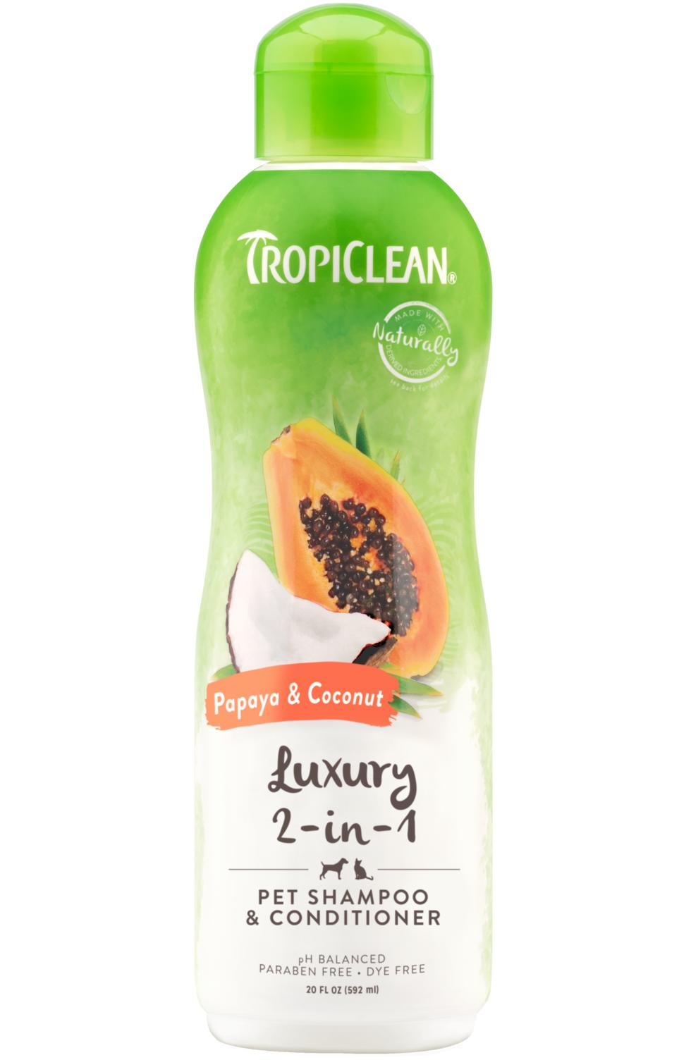 Tropiclean Papaya & Coconut Luxury 2-in-1 Pet Shampoo & Conditioner, 20-oz