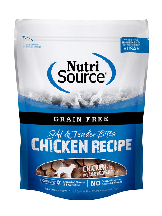 NutriSource Grain Free Bites Chicken Dog Treats, 6-oz