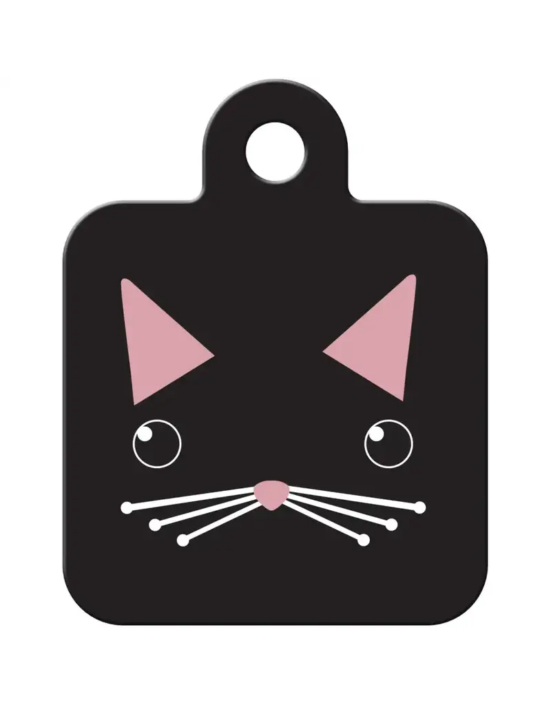 Quick-Tag | Cat Face Black Square Tag - Small