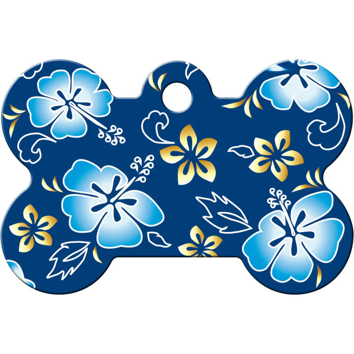 Quick-Tag | Bone Tag Hibiscus Blue - Large